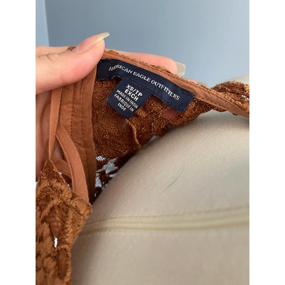 Brown sheer lace tank top - Picture 4 of 7